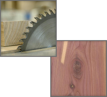 Saw Blade and Wood & Aromatic Red Cedar